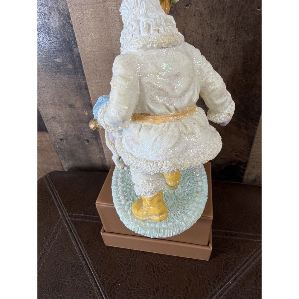 VTG 1990s Sears Pastel Santa Claus Figurine Mrs Claus Dog Resin Glitter W/‎ Box - Picture 8 of 16